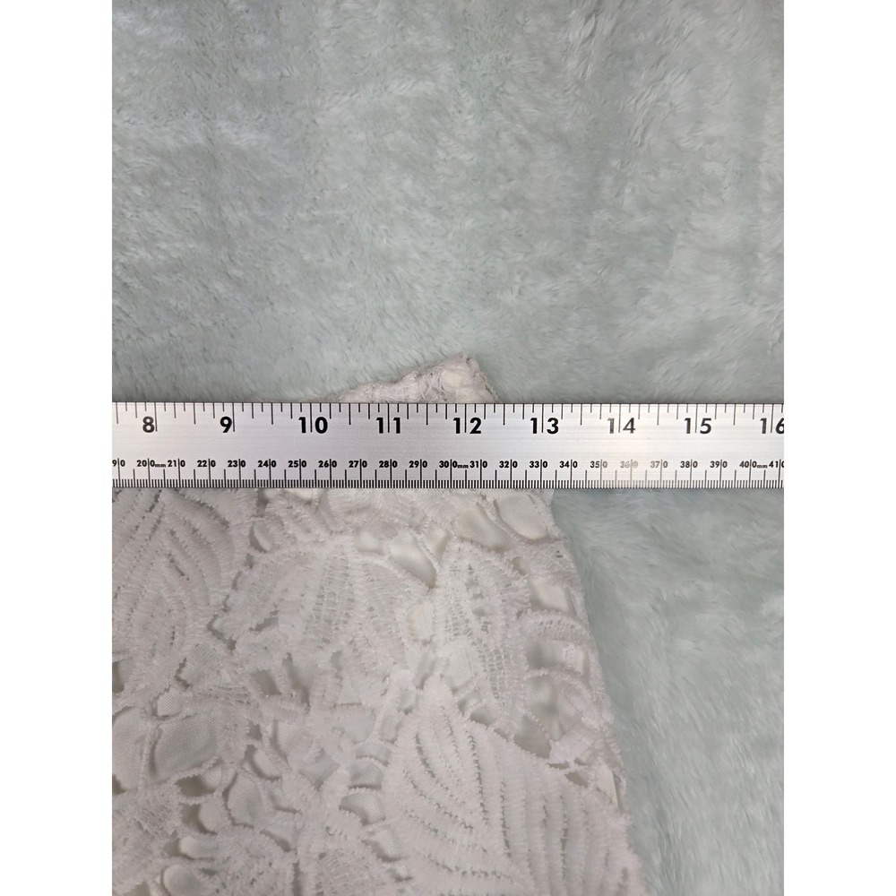 White Floral Leaf Guipure Lace High Waisted Shorts Scalloped Hem Small T1X5 - Picture 4 of 11